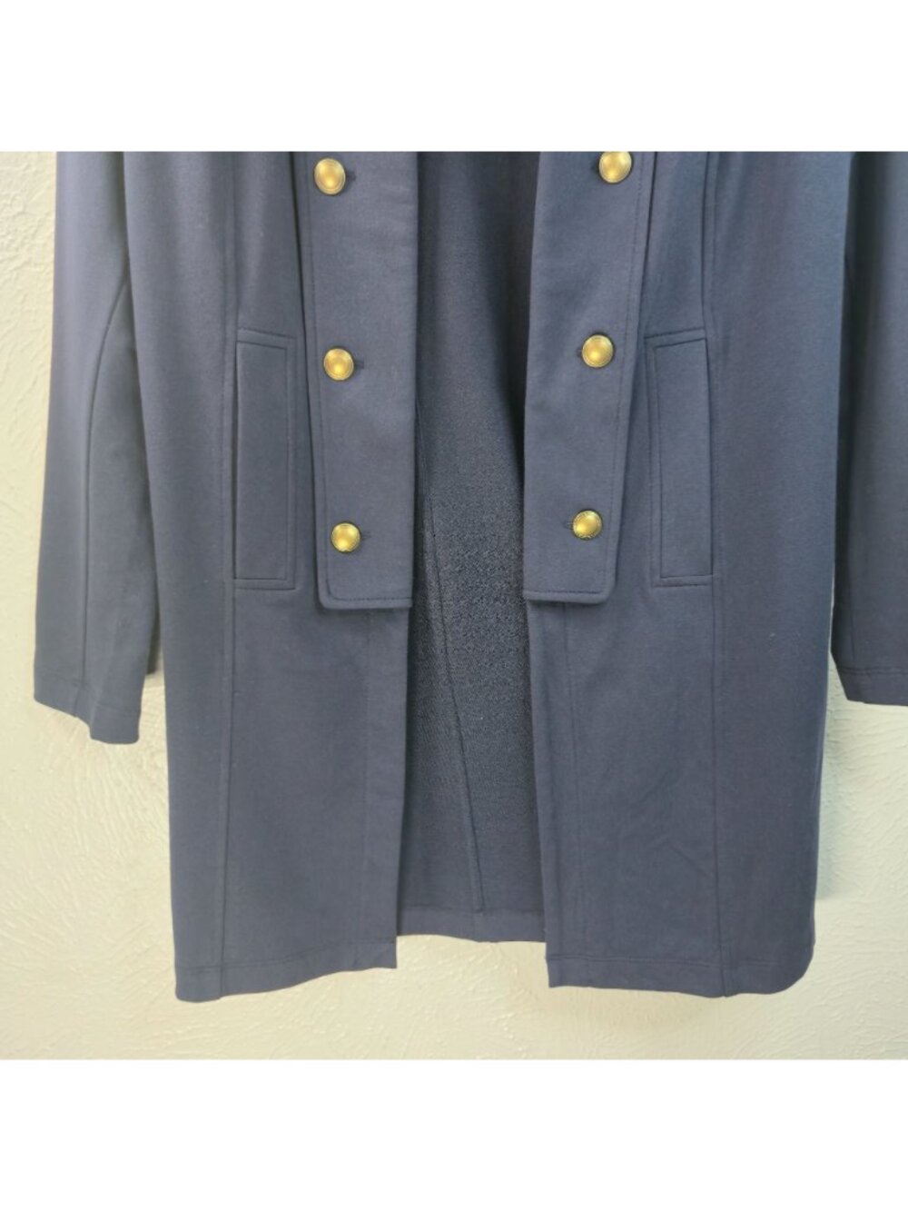 Preppy Military Open Front Jacket Small Navy Blue Long Sleeve Nautical Academia - Picture 5 of 10